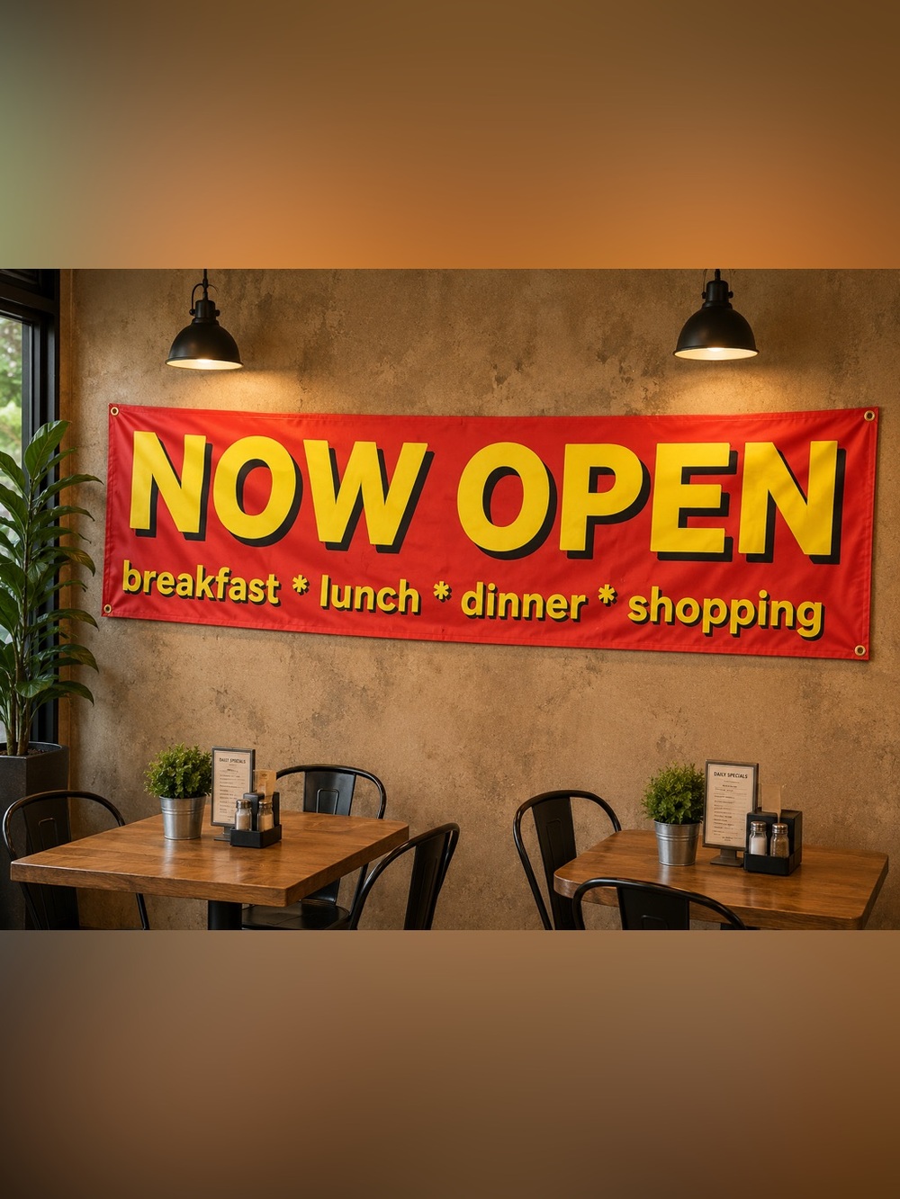 Red 'Now Open' Banner 7 ft